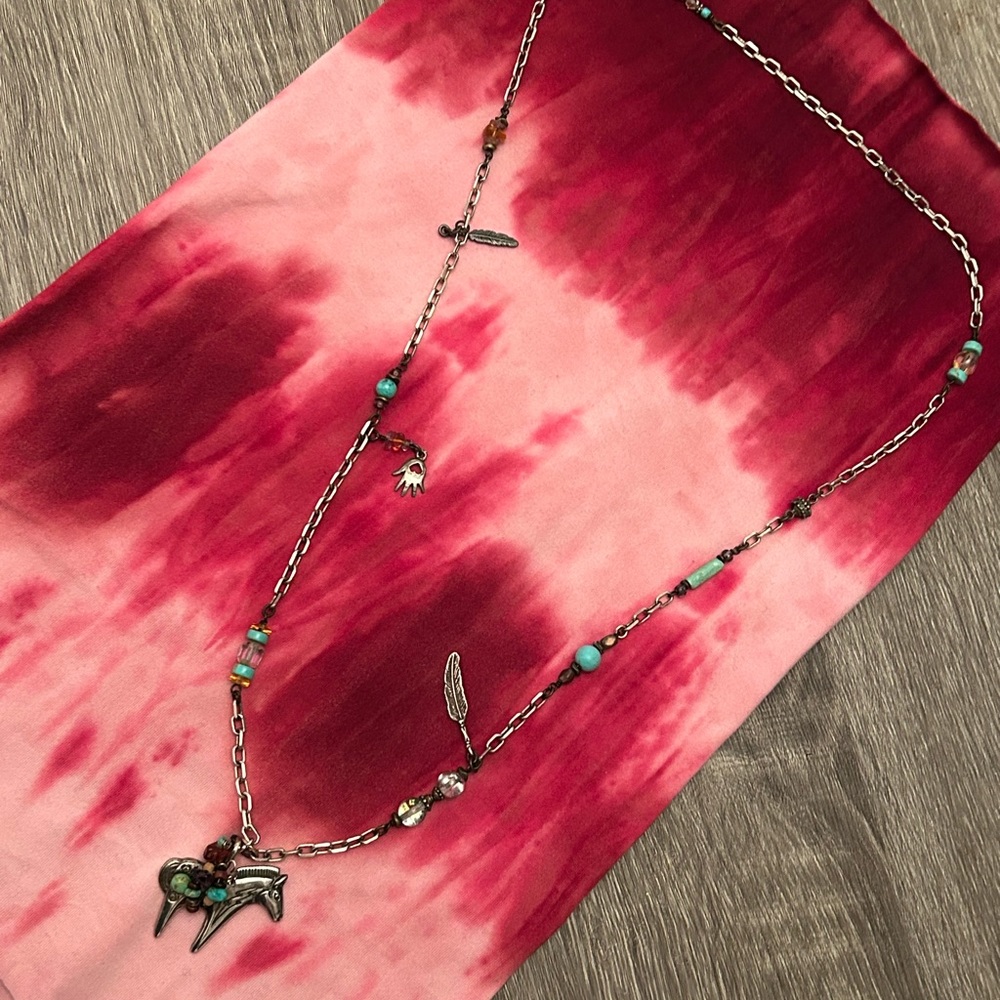 Rare Sterling 925 Signed Native American - necklace with natural gemstones - Picture 4 of 4